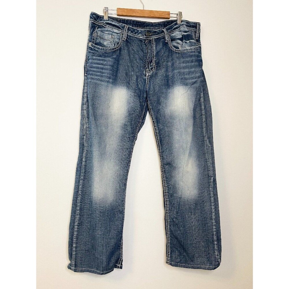 Buffalo David Bitton Driven Straight Jeans Men's W38 L32 Medium Wash Distressed